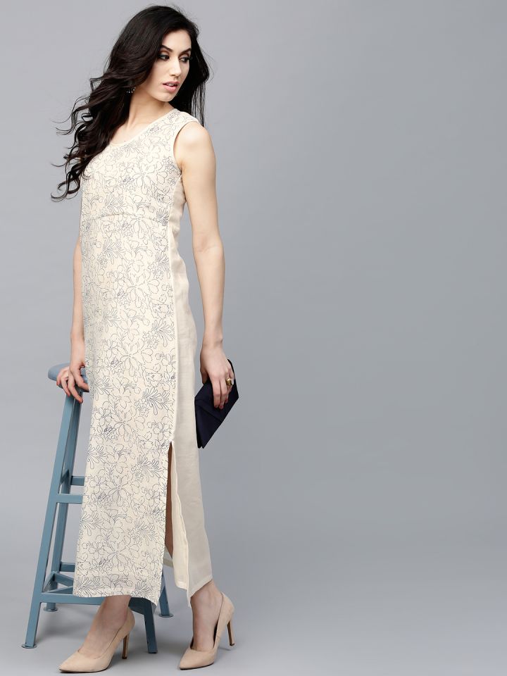 Buy AKS Women Beige Printed Maxi Dress Dresses for Women 2463661