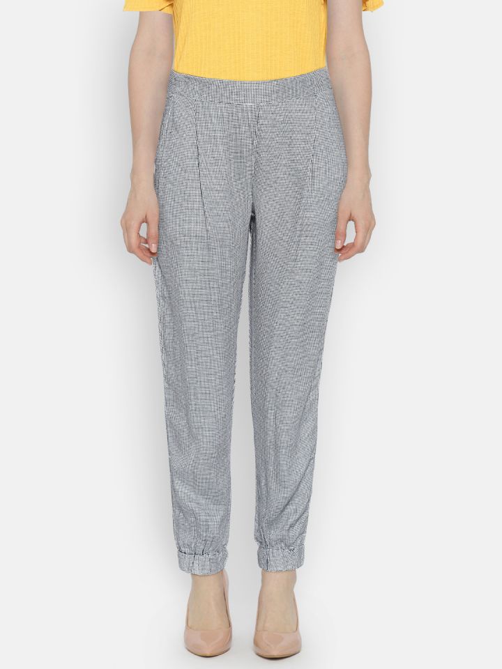 checked joggers womens