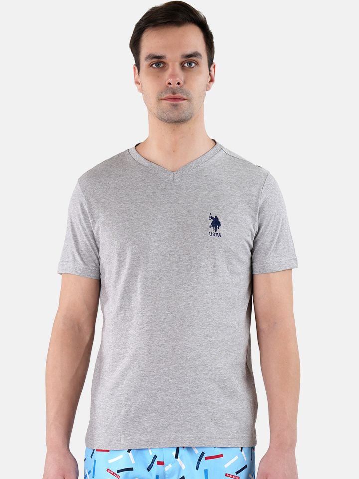 Buy U.S. Polo Assn. Grey Solid Lounge T Shirt - Lounge Tshirts for Men  2465183 | Myntra