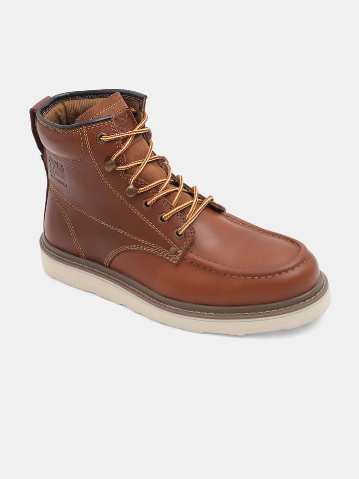 Buy Jack Jones Men Leather Flatform Mid Top Boots Boots for
