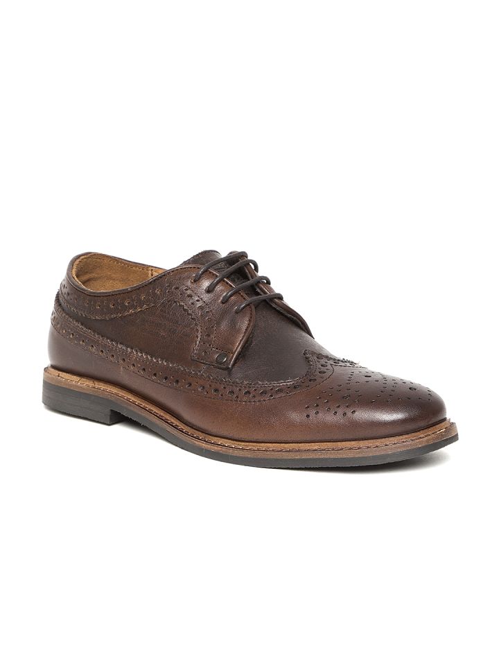 Levis Men Coffee Brown Leather Brogues
