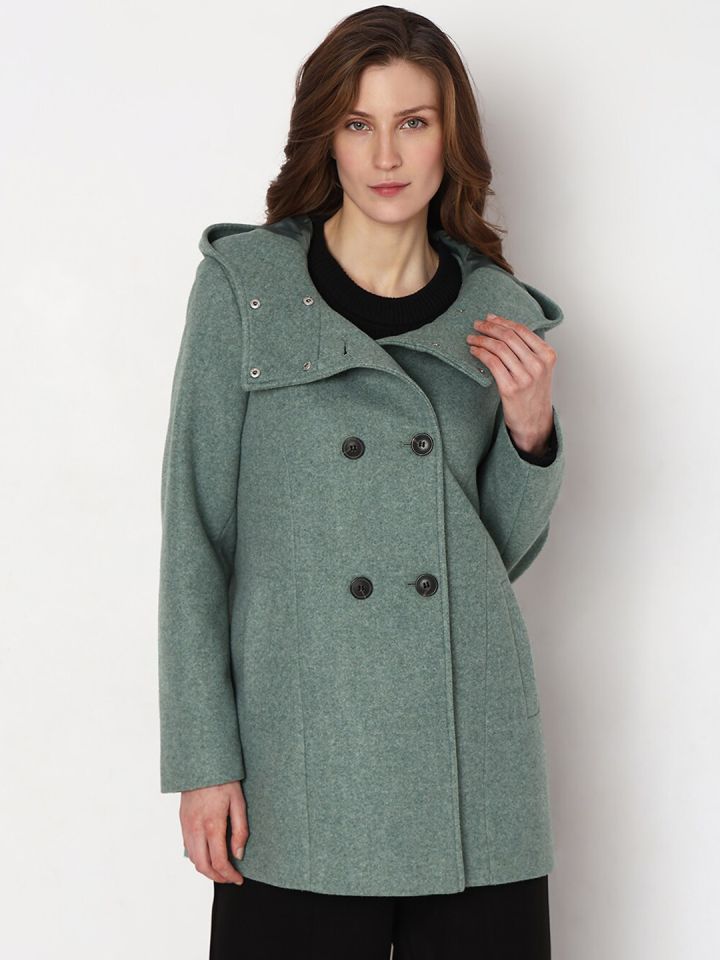 Double breasted hooded peacoat deals