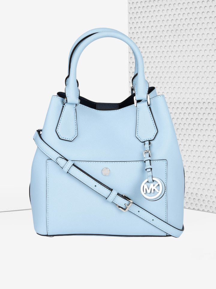 Michael Kors Blue Solid Leather Handheld Bag