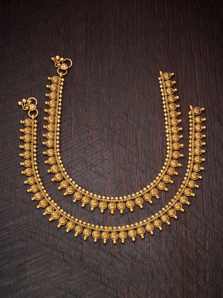 Kushal s Fashion Jewellery Gold Plated Antique Anklets