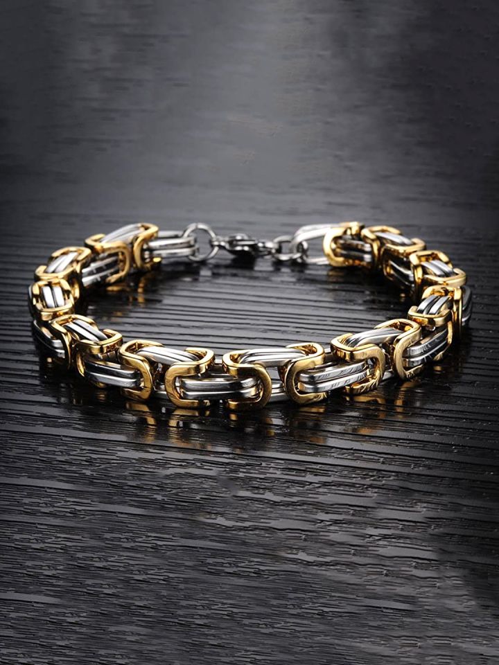 Buy Yellow Chimes Men Silver Toned Gold Toned Stainless Steel