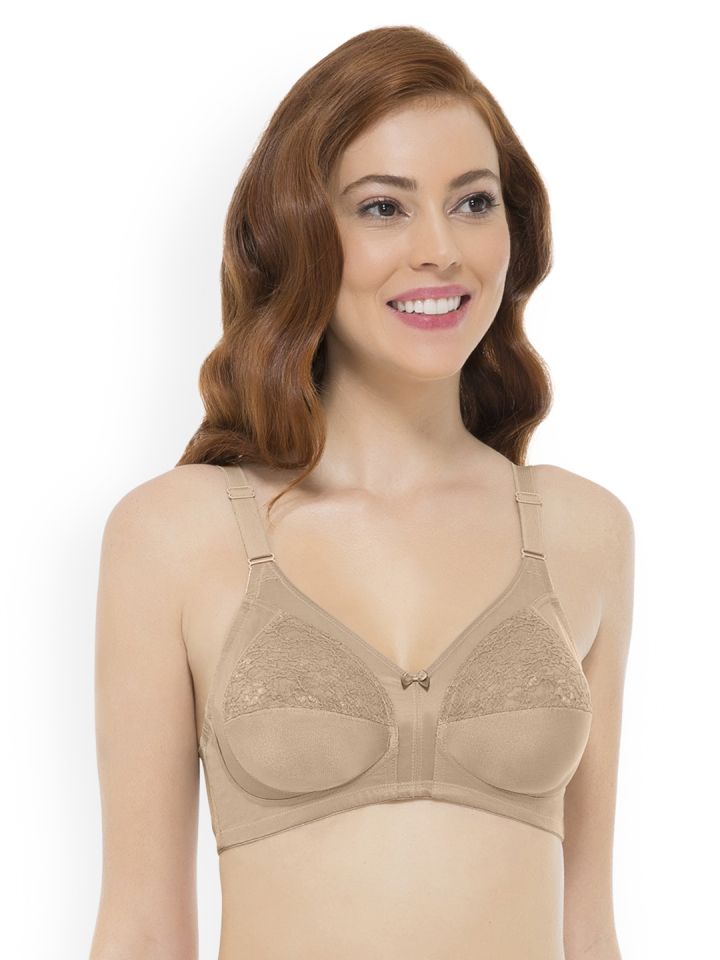 Buy Amante Nude Solid Non Padded Non Wired Full Coverage Lace Bra BRA28701  - Bra for Women 2471968