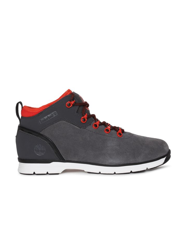Timberland Men Grey Solid Leather NORTHPACK Mid Top Sneakers