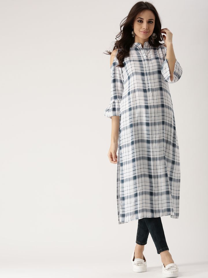 Libas women's checkered best sale straight kurta