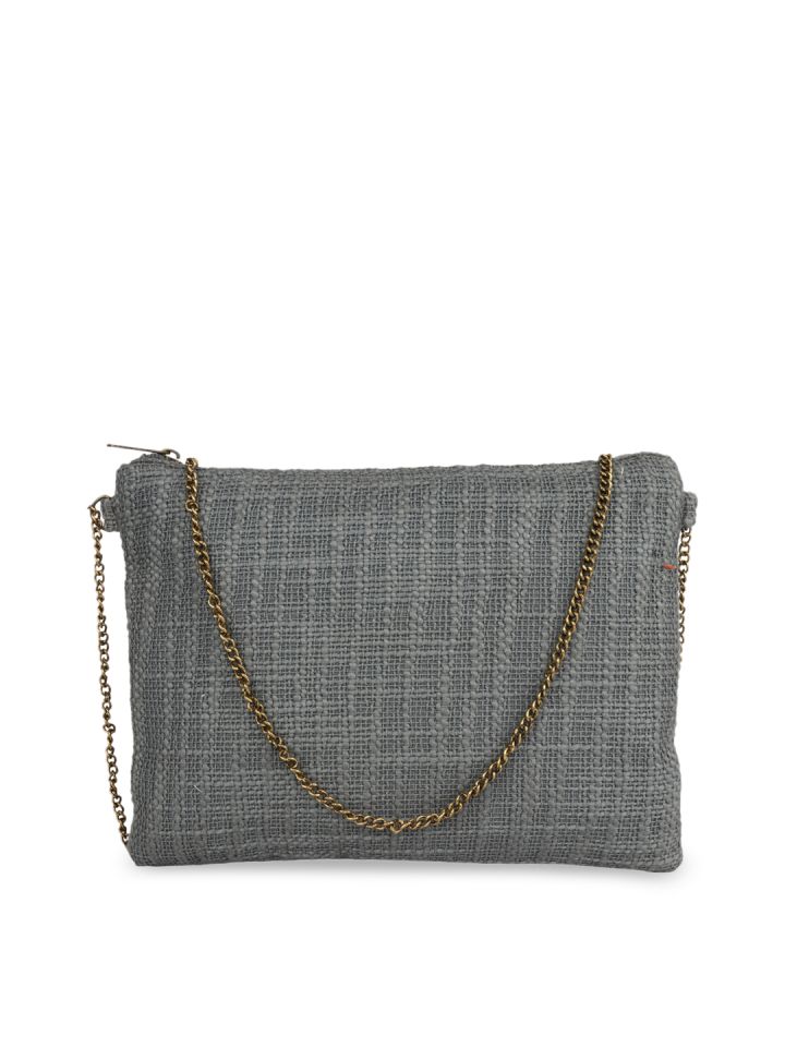 Buy Diwaah Grey Self Design Sling Bag Handbags for Women