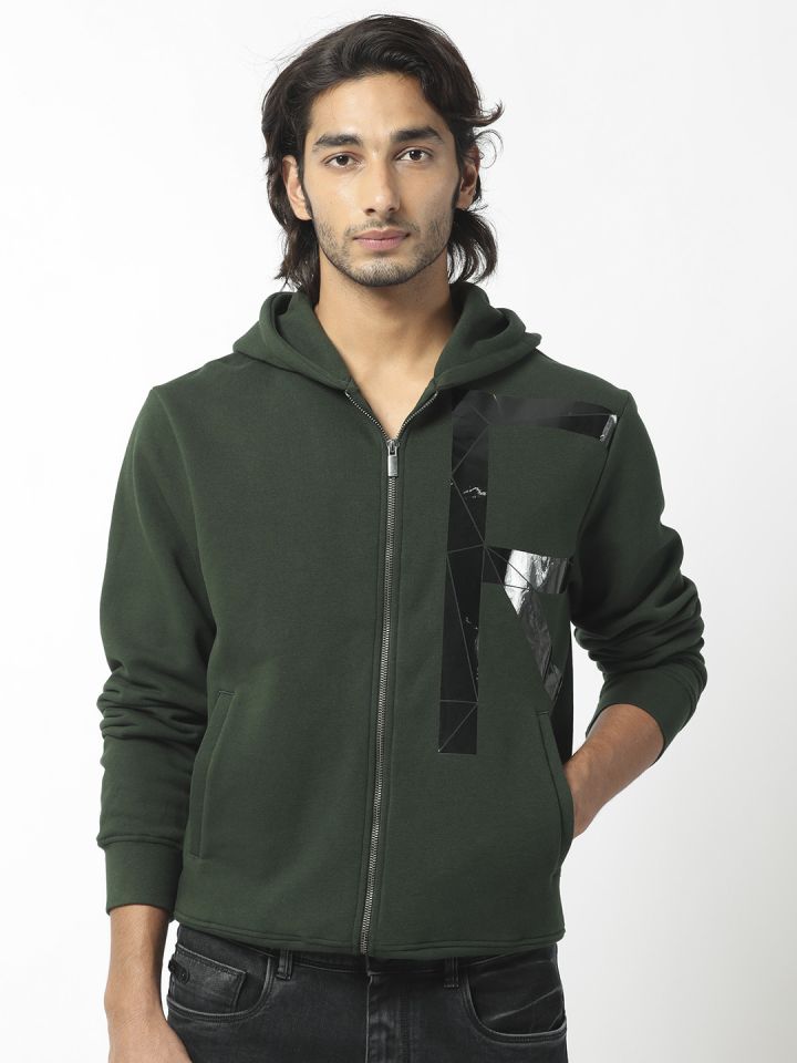 Buy RARE RABBIT Typography Printed Hooded Front Open Sweatshirt