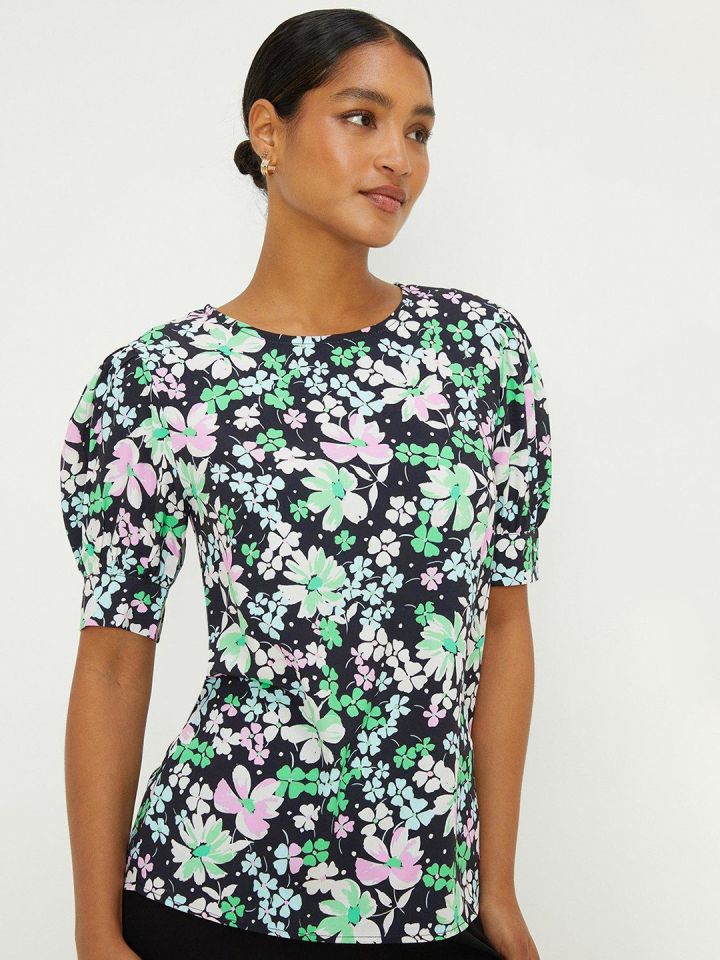 Floral Print Puff Sleeve Top