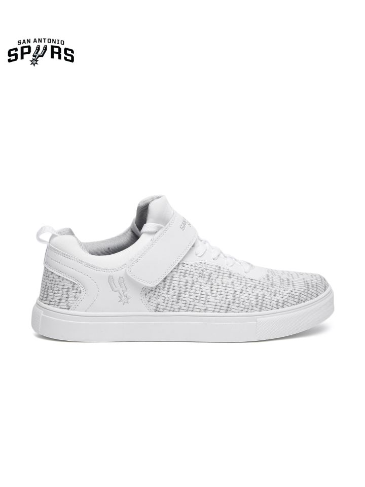 NBA San Antonio Spurs Men White Grey Woven Design Sneakers