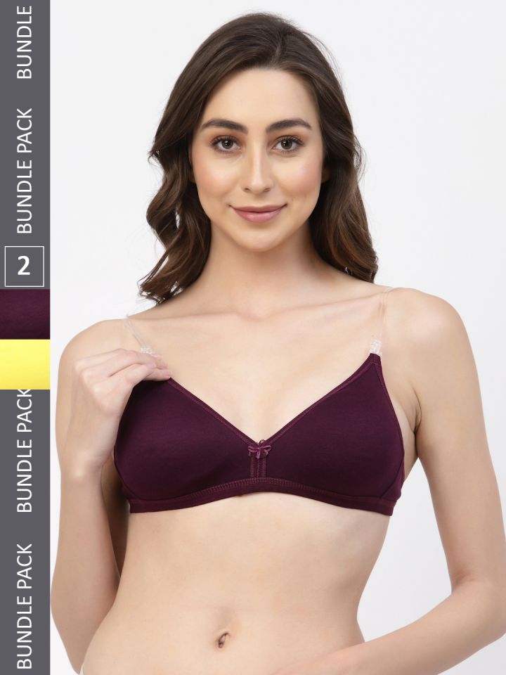 Buy Floret Pack Of 2 Solid Non Wired Non Padded Push Up Bra