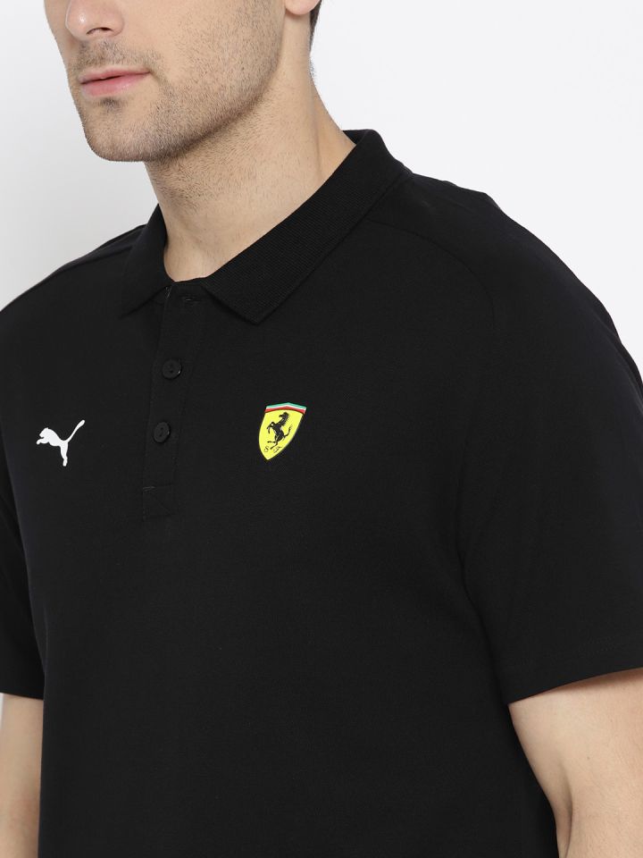 PUMA Motorsport Men Black Solid SF Polo Pure Cotton T shirt