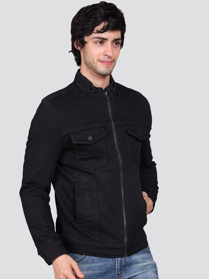 Stand collar top denim jacket