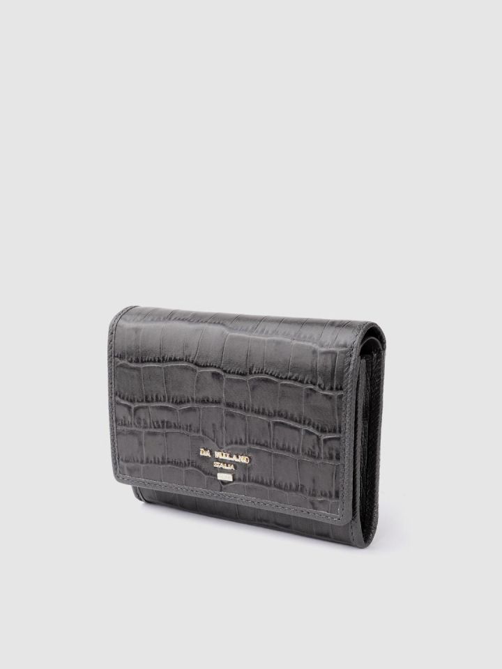 Buy Da Milano Women Croc Textured Leather Two Fold Wallet