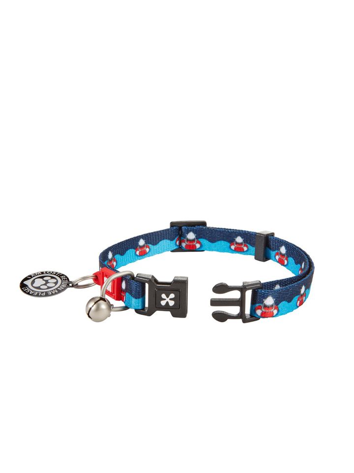 Buy Max Molly Blue Shark Printed Training Smart ID Cat Collar
