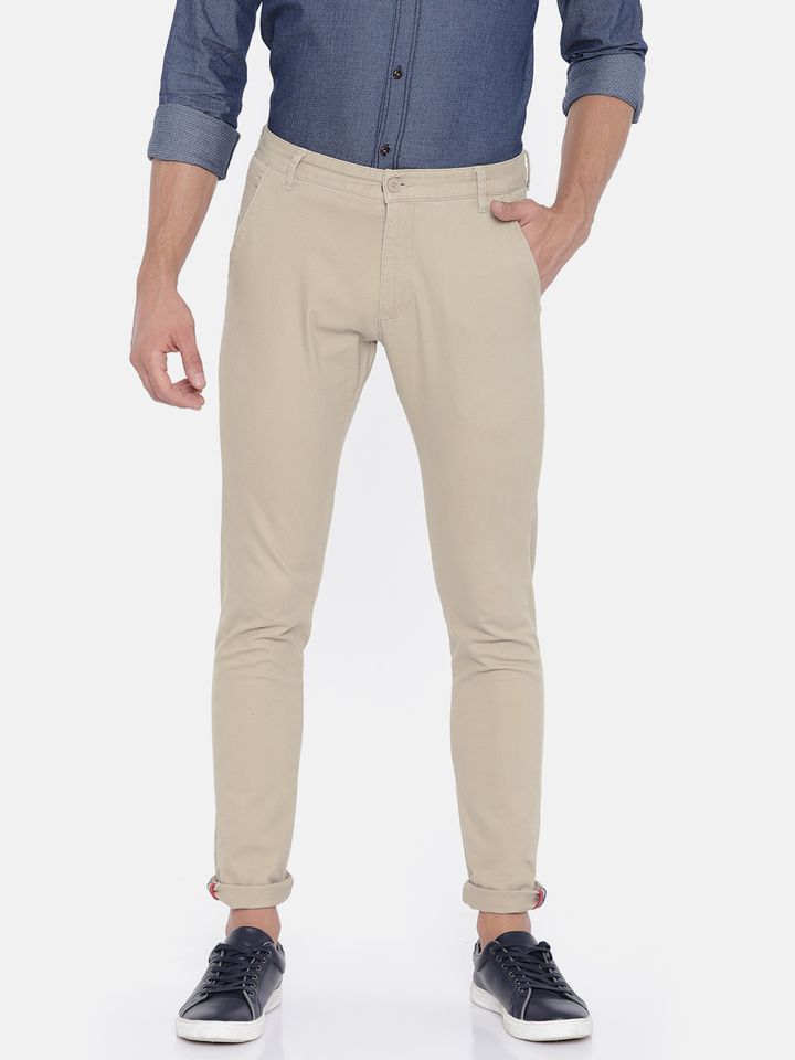 Indigo Nation Men Beige Ultra Slim Fit 