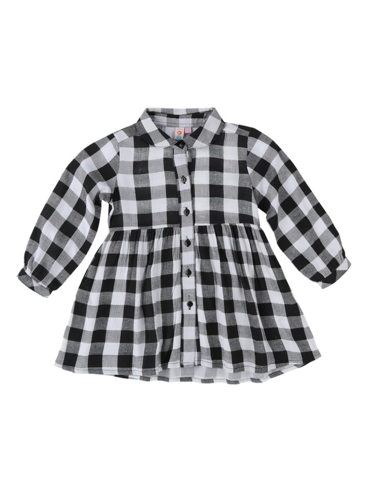black and white check shirt dress