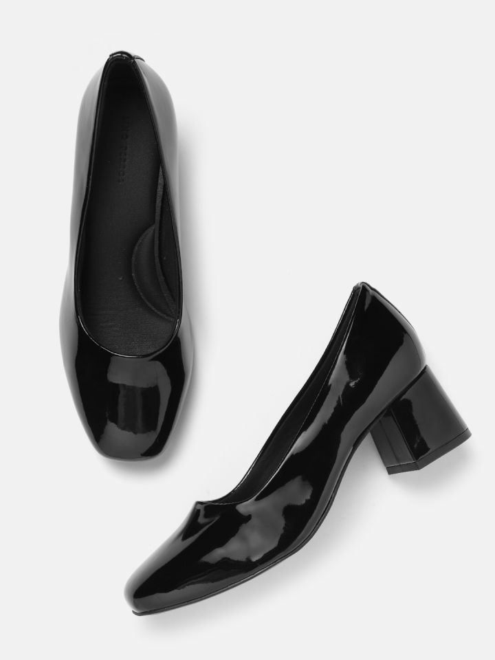Leather block heel pumps store