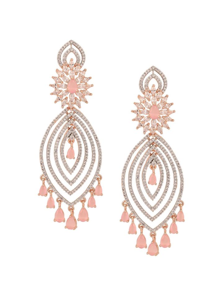 Buy RATNAVALI JEWELS Rose Gold Plated Classic Drop Earrings