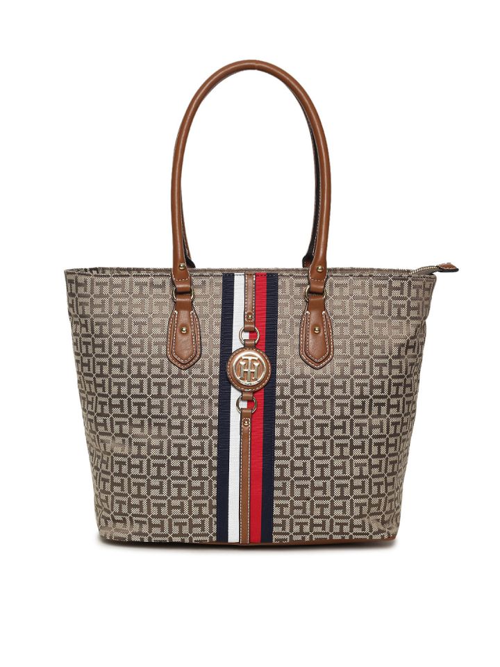 Buy Tommy Hilfiger Brown Printed Handheld Bag Handbags for