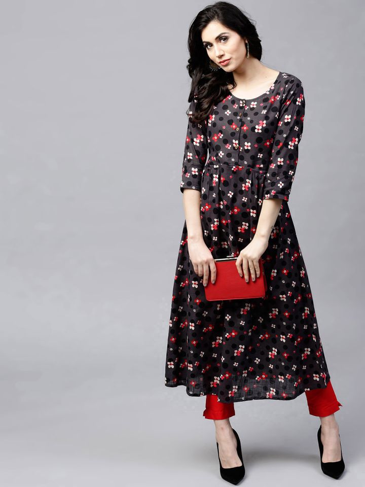 Aks black solid straight kurta discount