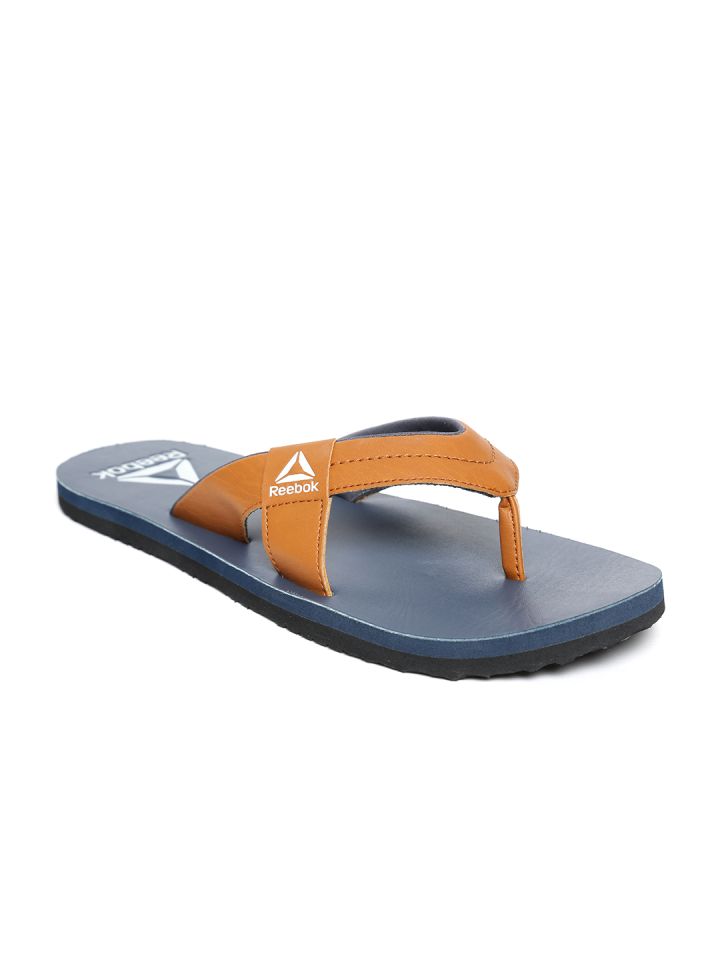 Reebok Men Tan Navy Blue Solid JOJO Flip Flops