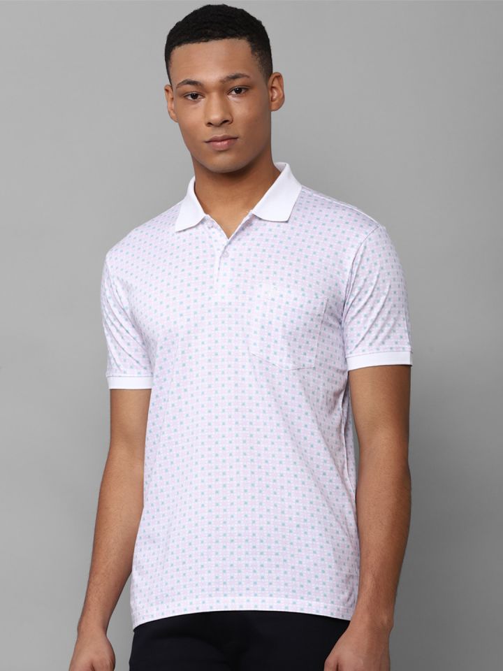 Buy Allen Solly Geometric Printed Polo Collar Pockets Cotton