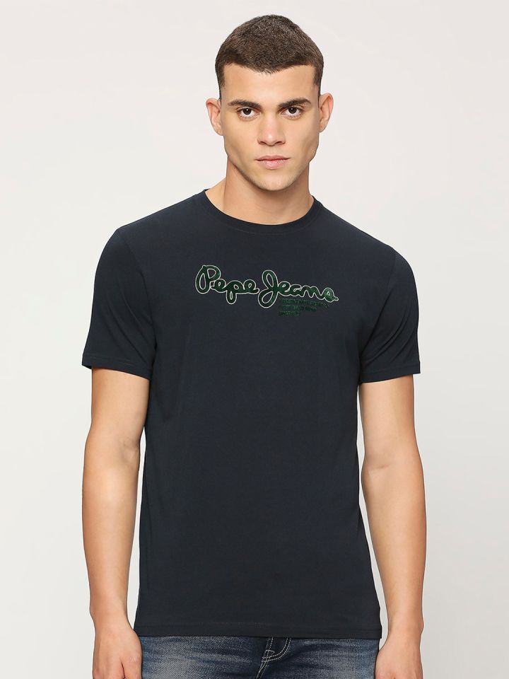 Buy Pepe Jeans Typography Printed Pure Cotton Slim Fit T Shirt