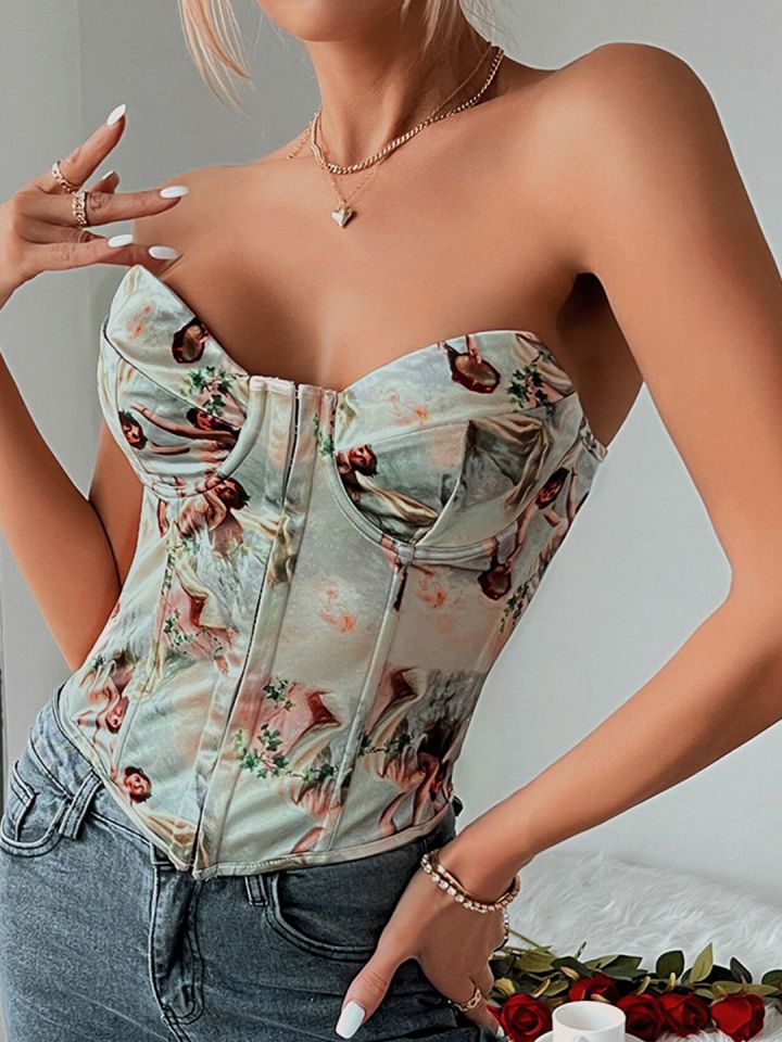 Buy LULU & SKY Graphic Printed Strapless Corset Top - Tops for Women  25015934
