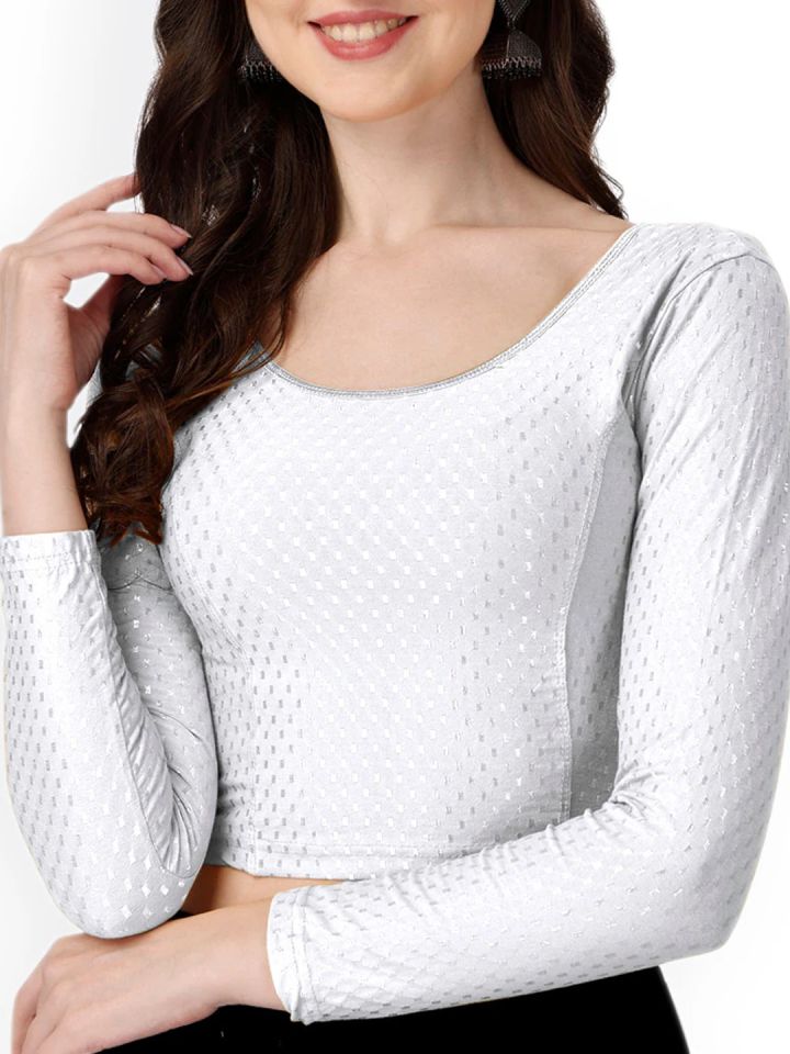 Buy SCUBE DESIGNS Woven Design Round Nek Three Quarter Sleeves Saree Blouse  - Saree Blouse for Women 25046454