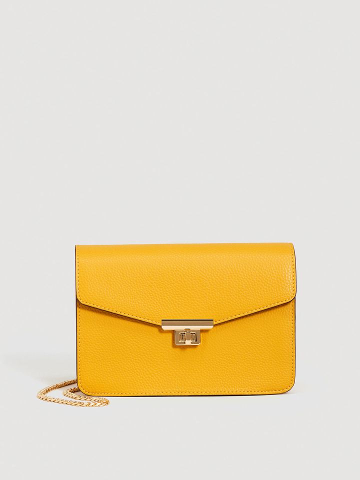 Mango mustard yellow solid sling bag on sale