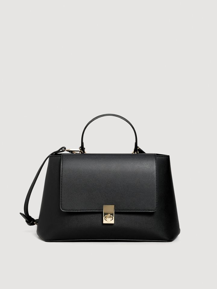MANGO Black Solid Handheld Bag