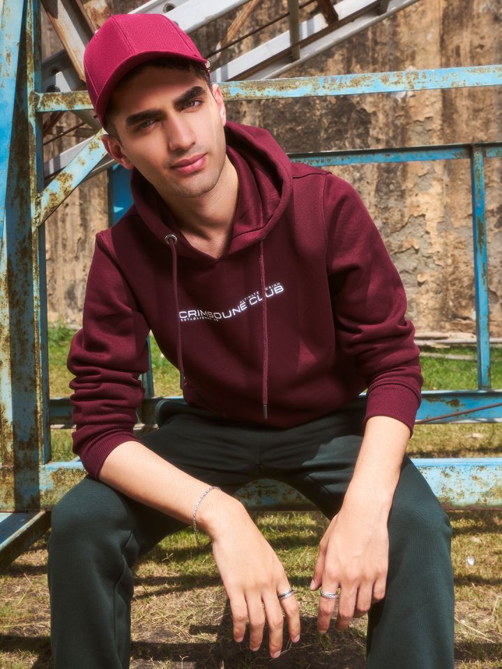 Buy Crimsoune Club Typography Printed Hooded Pullover Sweatshirt