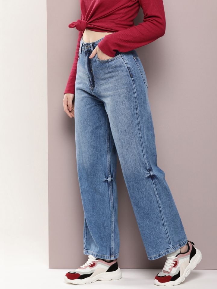 Buy Kook N Keech Women Wide Leg Cotton Light Fade Jeans Jeans