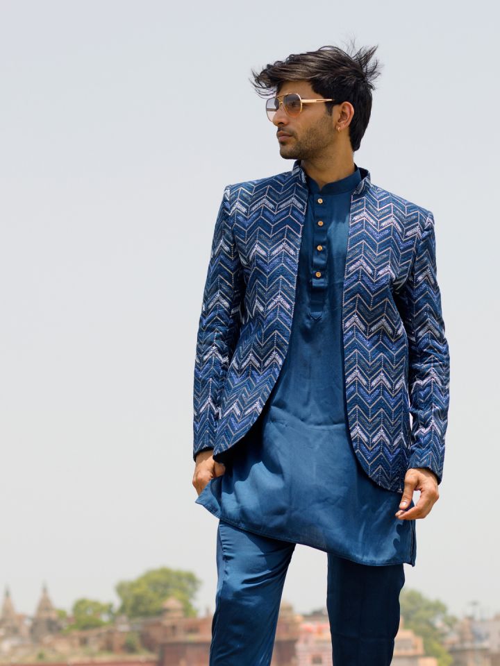 Jodhpuri blazer with jeans discount