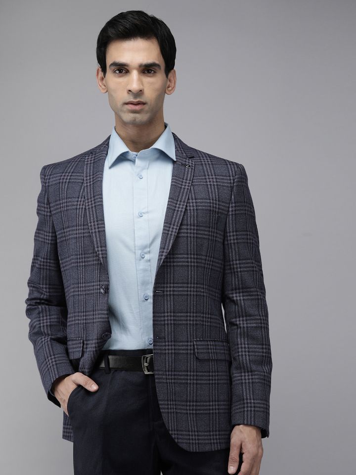 Van Heusen Checked Slim Fit Single Breasted Formal Blazer