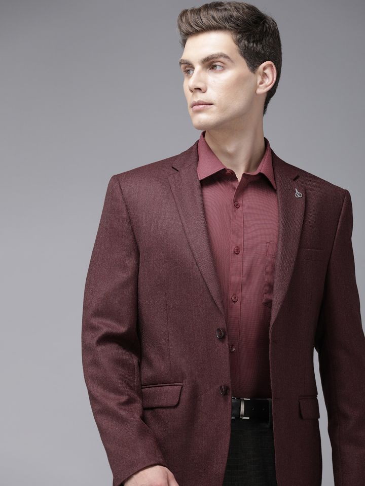 Buy Van Heusen Slim Fit Self Design Single Breasted Formal Blazer
