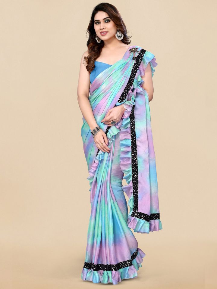Myntra frill best sale saree