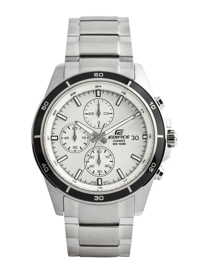 edifice white dial chronograph watch