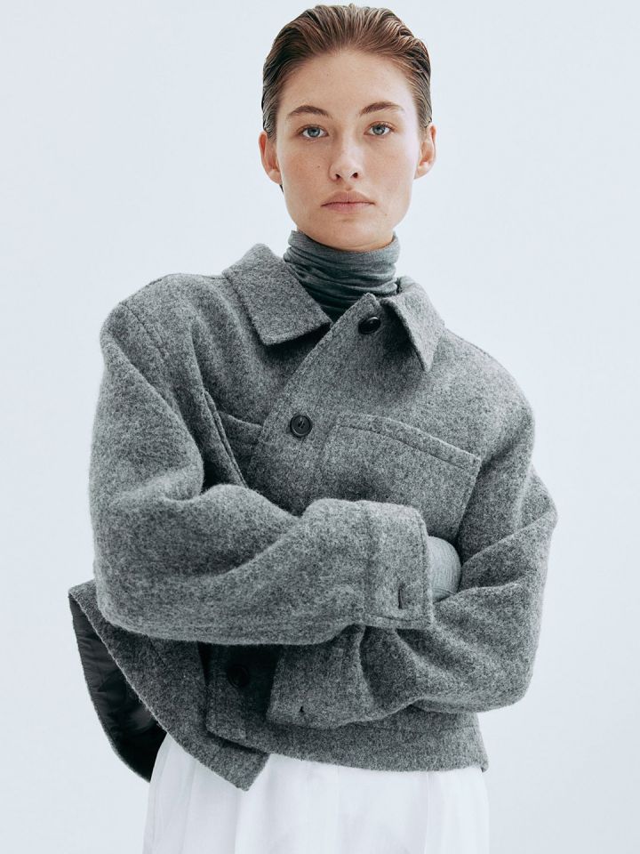 Women's wool blend jacket sales
