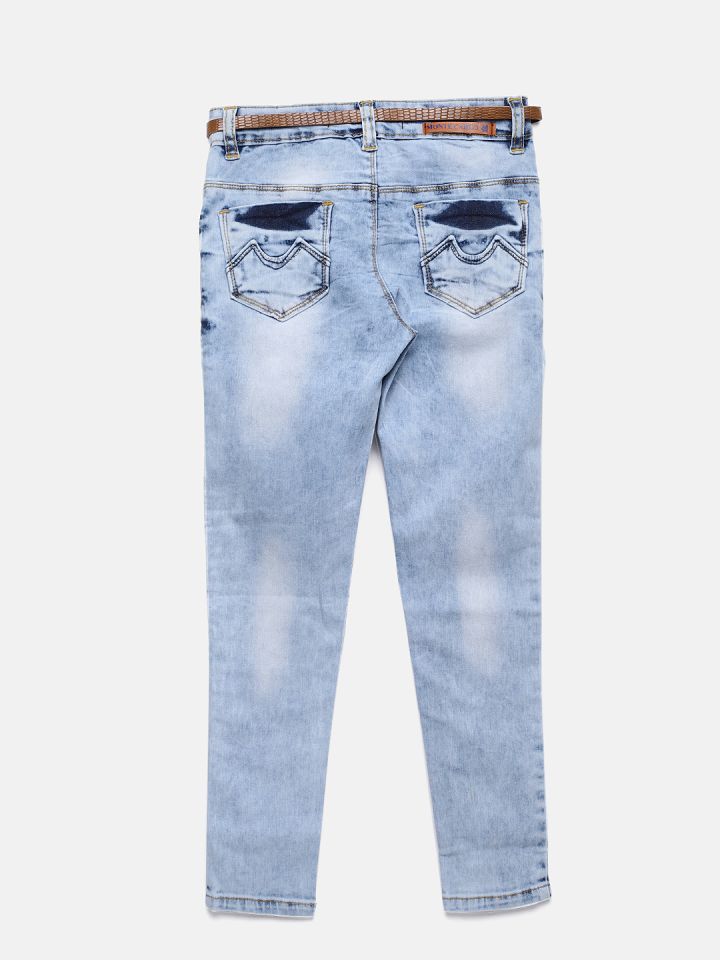 Monte Carlo Girls Blue Regular Fit Mid Rise Clean Look Jeans