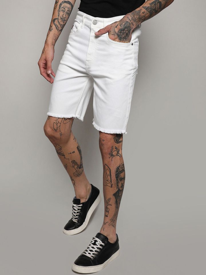Buy Campus Sutra Men Ripped Hem Denim Shorts Shorts for Men