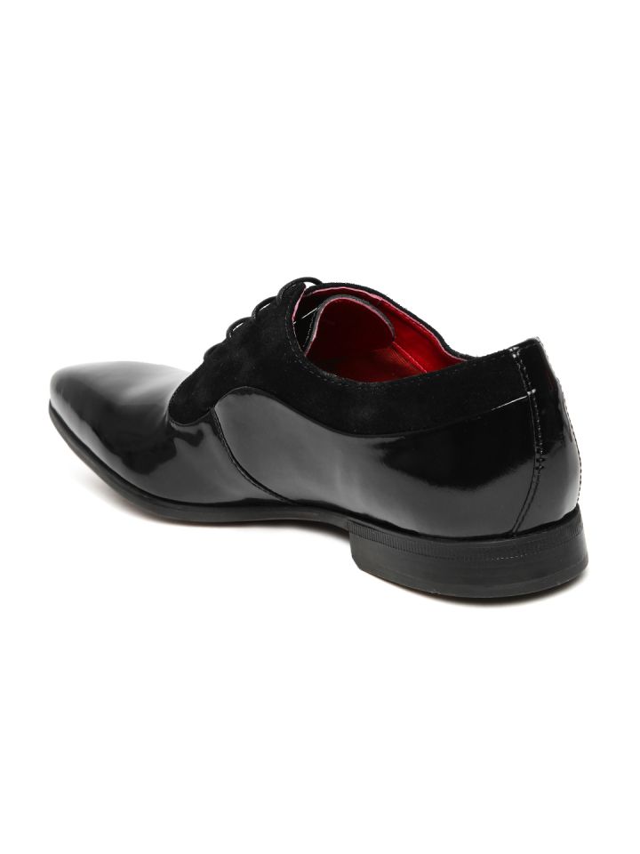 Ruosh Men Black Patent Leather Formal Oxfords