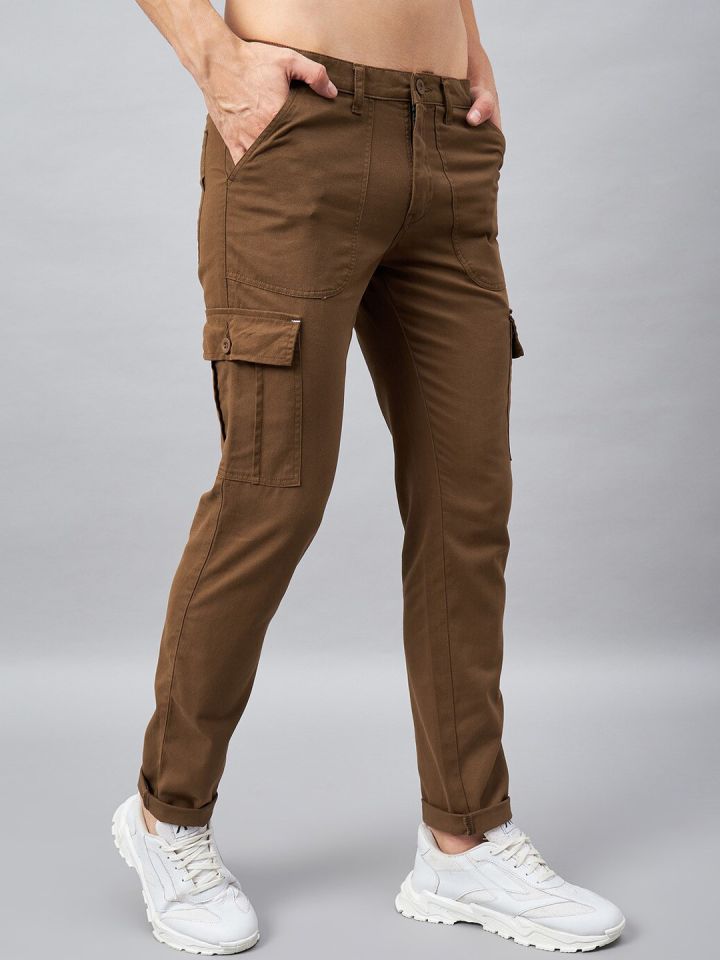 Buy Artless Men Relaxed Fit Pleated Trousers, Tan Color Men