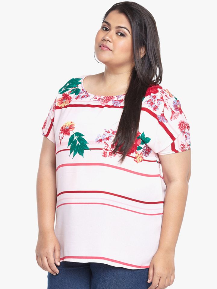Buy ALTOMODA By Pantaloons Plus Size Women Pink Printed Top Tops