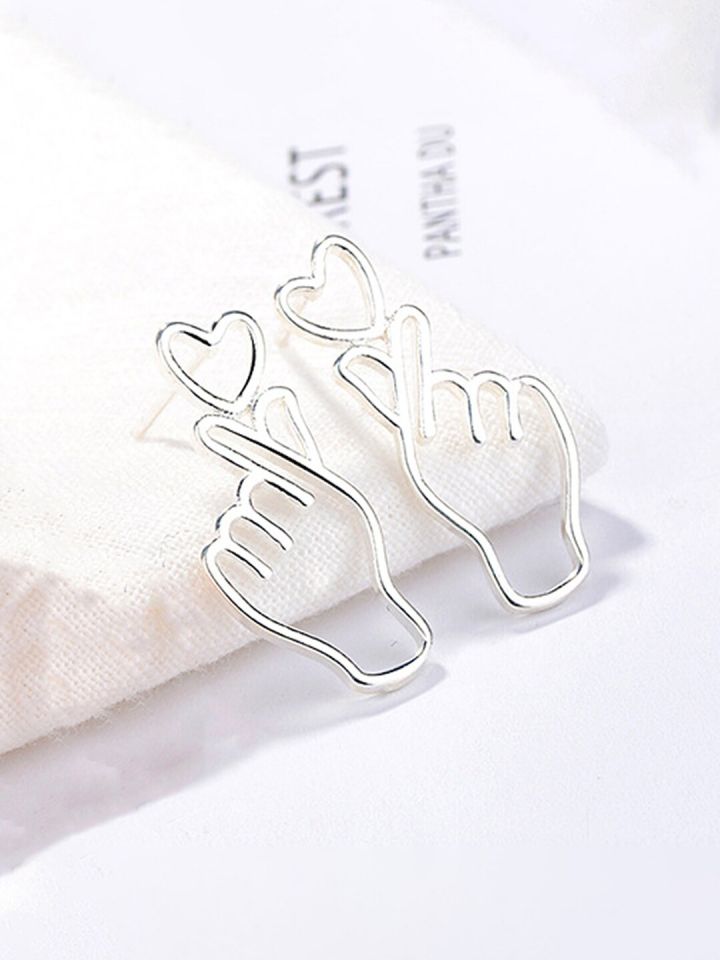 Finger heart earrings hot sale