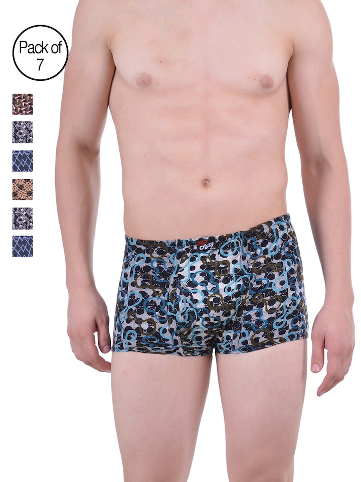 Dollar Bigboss Men's Printed Pack of 7 Soft Combed Cotton Trunk MDTR-11-PO7