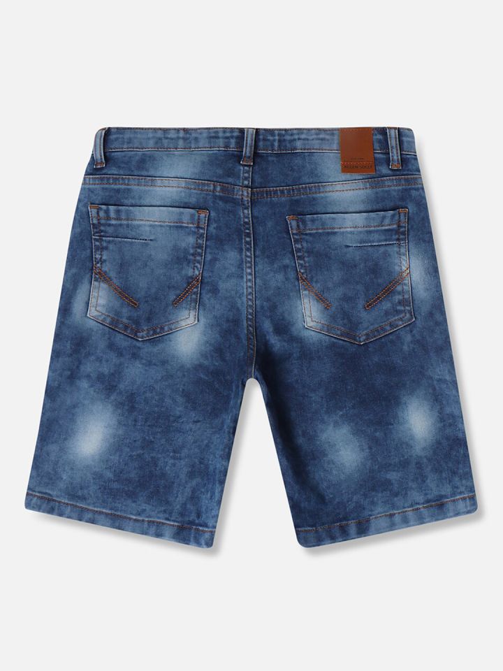 Buy Allen Solly Junior Boys Washed Mid Rise Cotton Denim Shorts